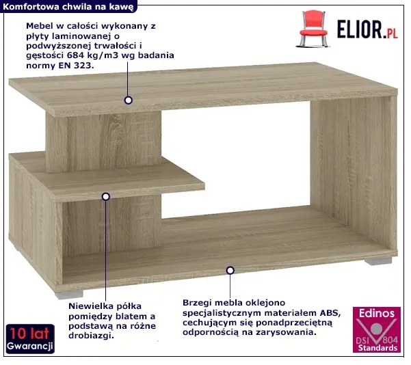 Ława prostokątna z półką dąb sonoma C5-K61