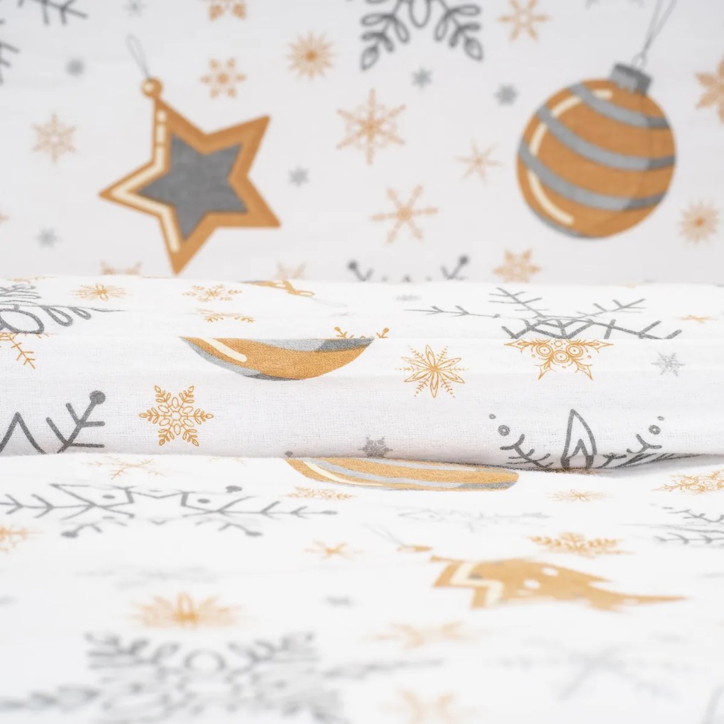 4Home Pościel flanelowa Golden Xmas Night, 140 x 220 cm, 70 x 90 cm