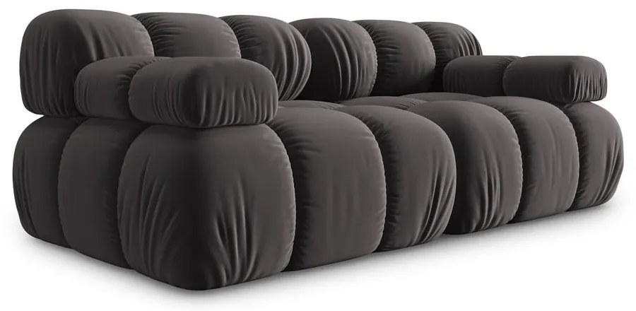 Ciemnoszara aksamitna sofa 188 cm Bellis – Micadoni Home