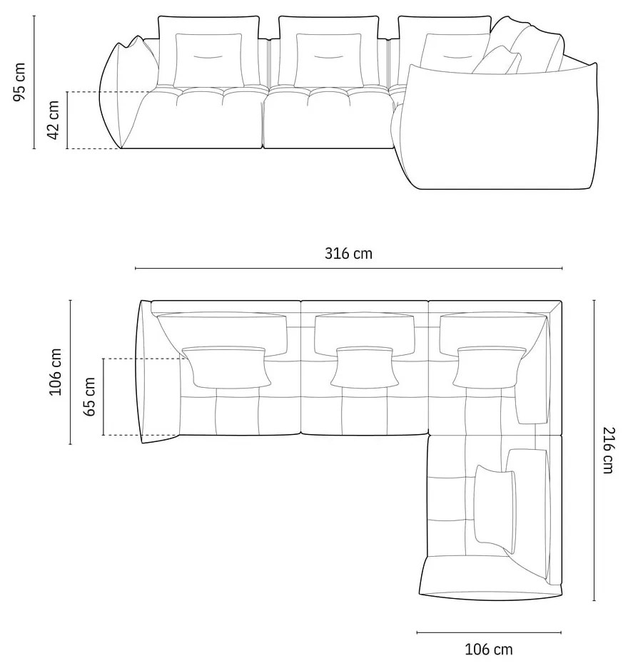 Czerwony narożnik (prawostronny/w kształcie litery L) Bloom – Micadoni Home
