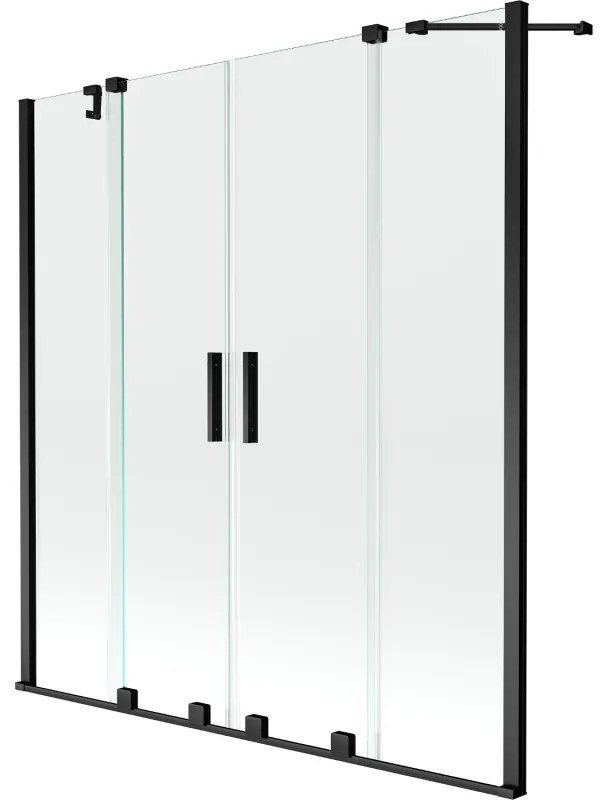 Mexen Velar Duo parawan nawannowy 2-skrzydłowy rozsuwany 150 x 150 cm, transparent, czarny - 896-150-000-02-70