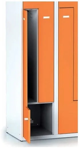 Alfa 3 Metalowa szafka ubraniowa Z na cokole, 4-drzwiowa, 1920 x 800 x 500 mm, zamek obrotowy, drzwi ciemnoszare