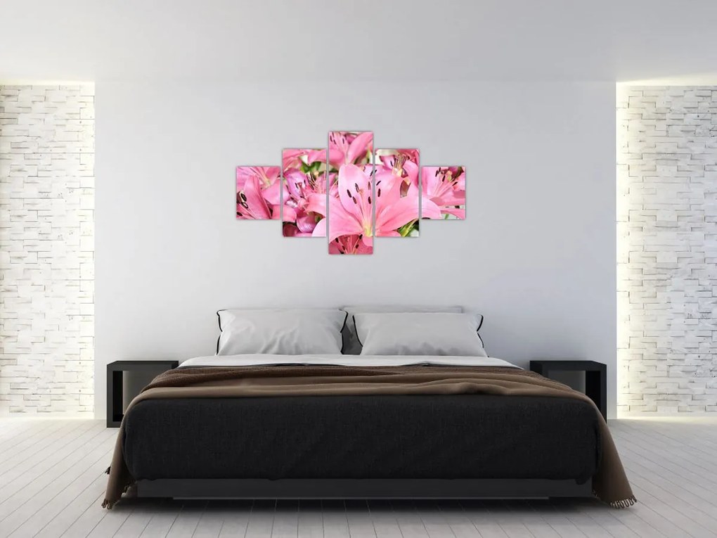 Obraz - Różowe lilie (125x70 cm)
