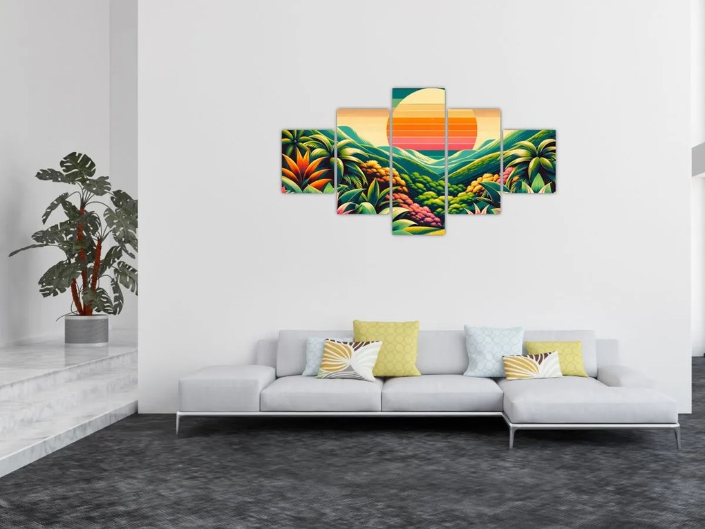 Obraz - Kolorowy zachód słońca (125x70 cm)