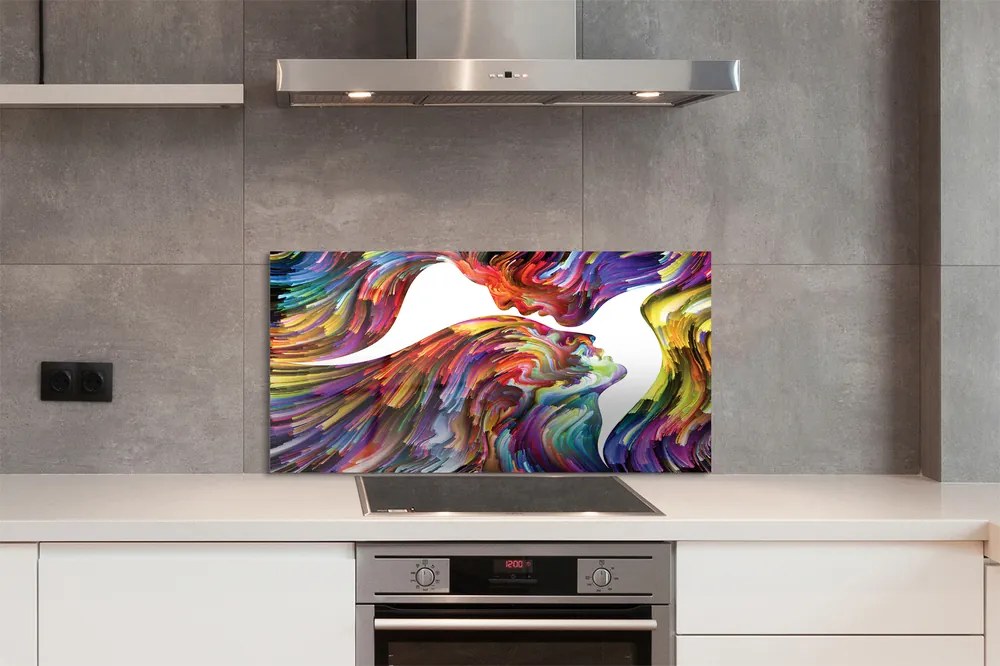 Panel nad Blat Kuchenny Abstrakcyjny Obraz Twarzy