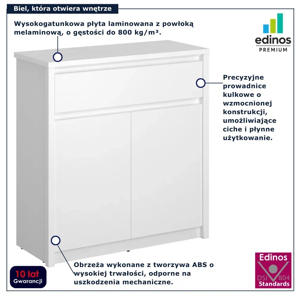 Biała komoda skandynawska z szufladą i szafką F4-T18