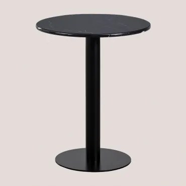 Okrągły Stół Barowy Z Marmuru (ø60 Cm) Rocher Czarny Marmur & Czarny - Sklum