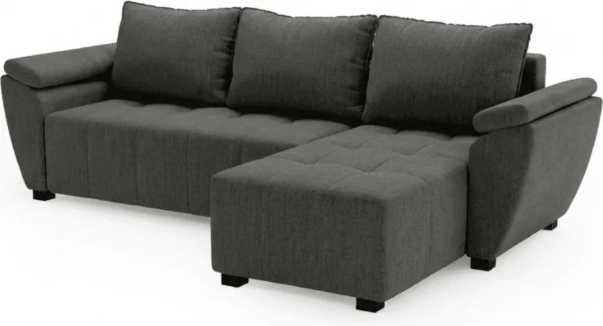 Rozkładana dwustronna sofa narożna w kształcie L LIVARO 251x140 cm, ciemnoszara