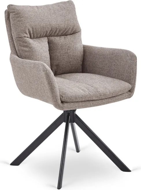 Krzesło Tapicerowane Obrotowe do Salonu PAUL Jasnobrązowe Nowoczesne