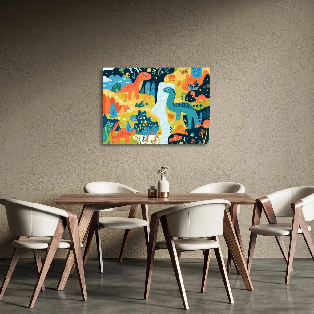 Obraz na szkle - Wesołe dinozaury (70x50 cm)