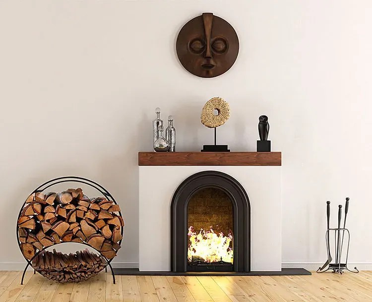 Okrągły Stojak Czarny Na Drewno Kominkowe 80 Cm Abetti 2X