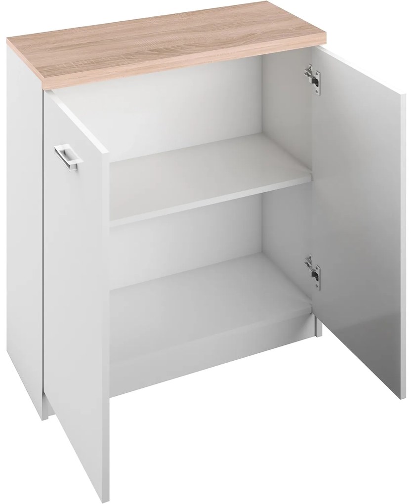 Komoda Dwudrzwiowa do Salonu ELEGO 80 cm Biała Nowoczesna