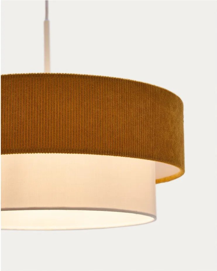 Musztardowo-biała lampa dziecięca z tekstylnym kloszem Bianella – Kave Home