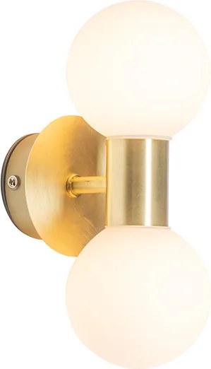 Nowoczesna lampa ścienna złota IP44 2-światłowa - Cederic