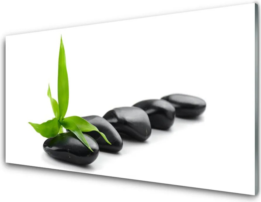 Panel Szklany Kompozycja Kamienia i Liścia