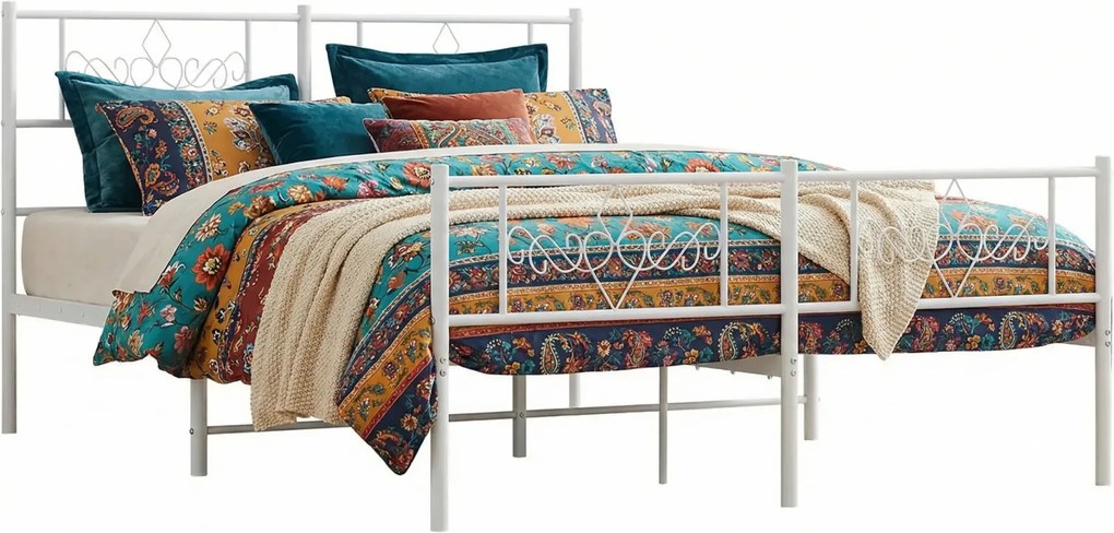 Metalowe białe łóżko rustykalne 140x200 cm B0-Z90