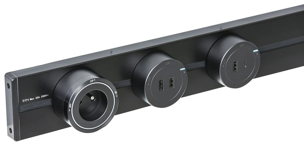 Gniazdo 2× USB-A do listew zasilających, czarne