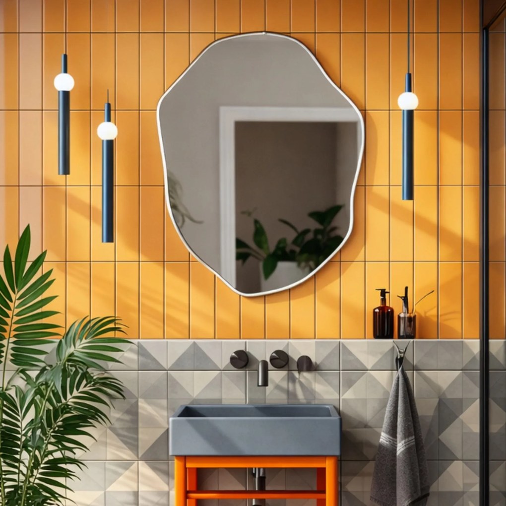 Lustro dekoracyjne o nieregularnym kształcie oszlifowane bez podświetlenia ORIN | Różne rozmiary | Różne kolory : Kolor tafli szkła - Grafit, Rozmiar - 85x85 cm