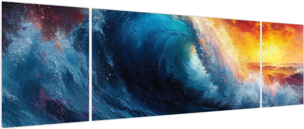 Obraz - Fala o zachodzie słońca (170x50 cm)