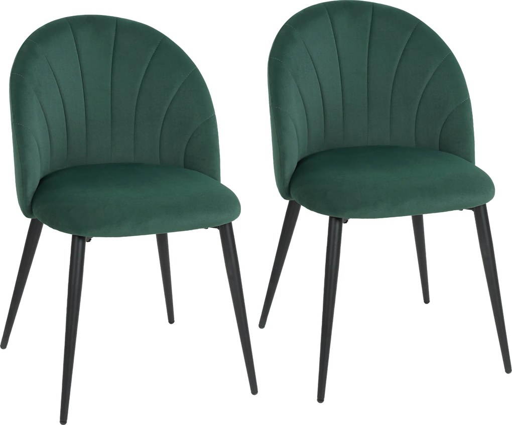 HOMCOM Krzesła do jadalni bez podłokietników z zakrzywionym oparciem, zestaw 2 sztuki, aksamitne wykończenie, akcentowe krzesła do kuchni, salonu, ciemnozielone | Aosom PL