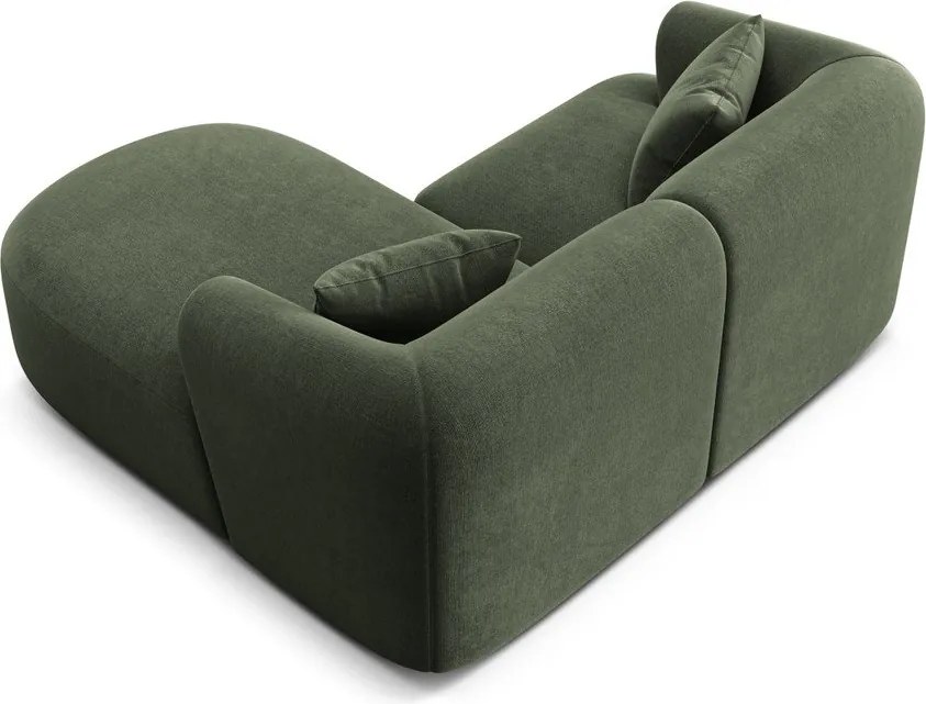 Zielony aksamitny narożnik (prawostronny/z szezlongiem) Campi – Cosmopolitan Design