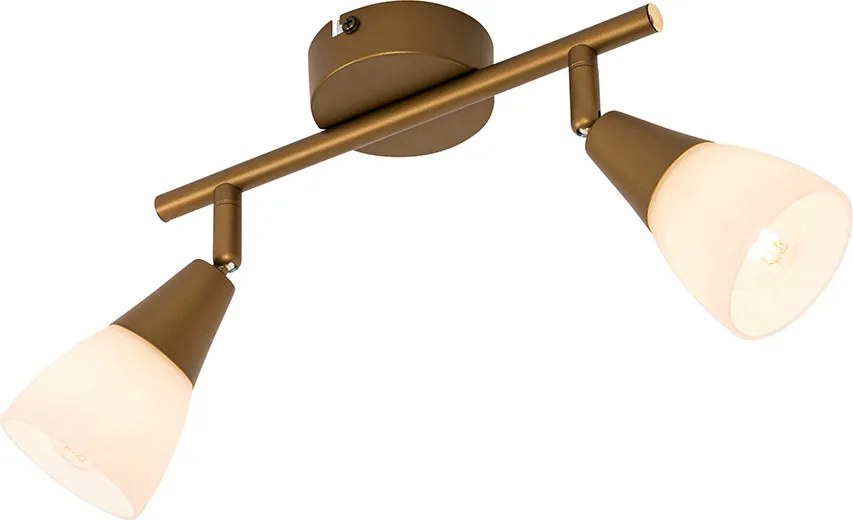 Klasyczny plafon złoty z matowym szkłem 2-punktowy - Madi