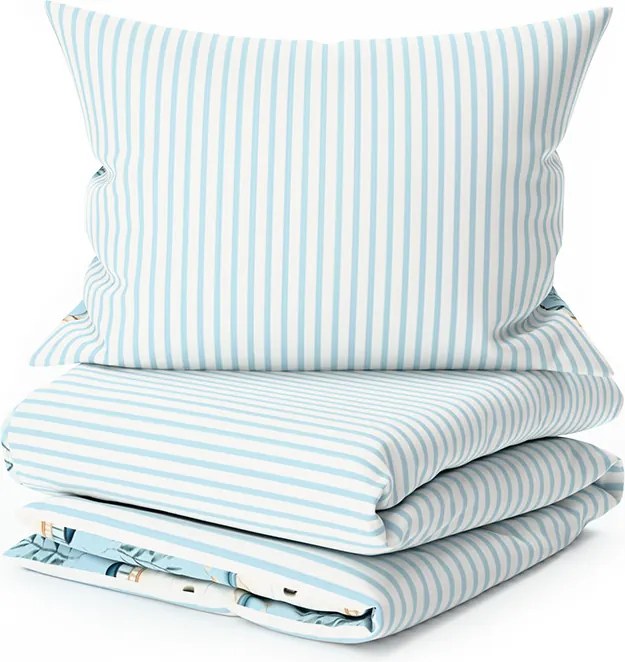 PrzytulneMieszkanie.pl PrzytulneMieszkanie.pl Bawełniana pościel LIGHTHOUSE POLY niebieska Rozmiar pościeli: 2 szt 70 x 90 cm | 200 x 220 cm