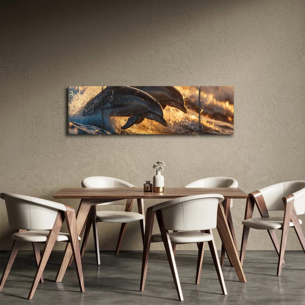 Obraz - Delfiny (170x50 cm)