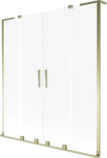 Mexen Velar L Duo parawan nawannowy 2-skrzydłowy rozsuwany 160 x 150 cm, szron, złoty - 896-160-003-32-50