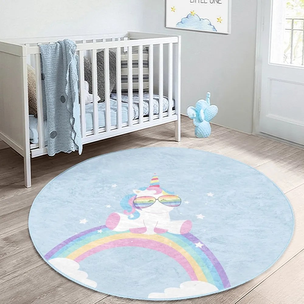 Jasnoniebieski dywan dziecięcy ø 120 cm Comfort – Mila Home