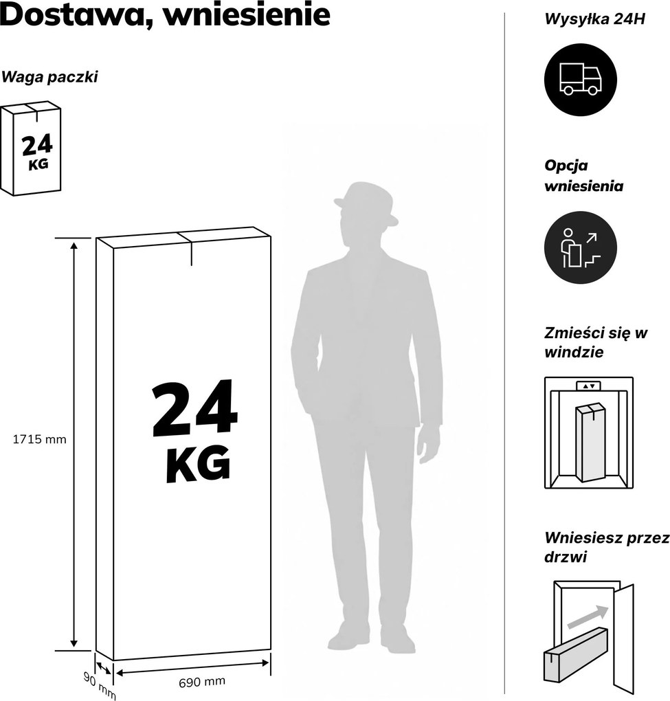 Szafka ubraniowa metalowa pracownicza głęboka 2-drzwiowa szara, 292x1720x600 mm: BARTEK 1 Plus D600