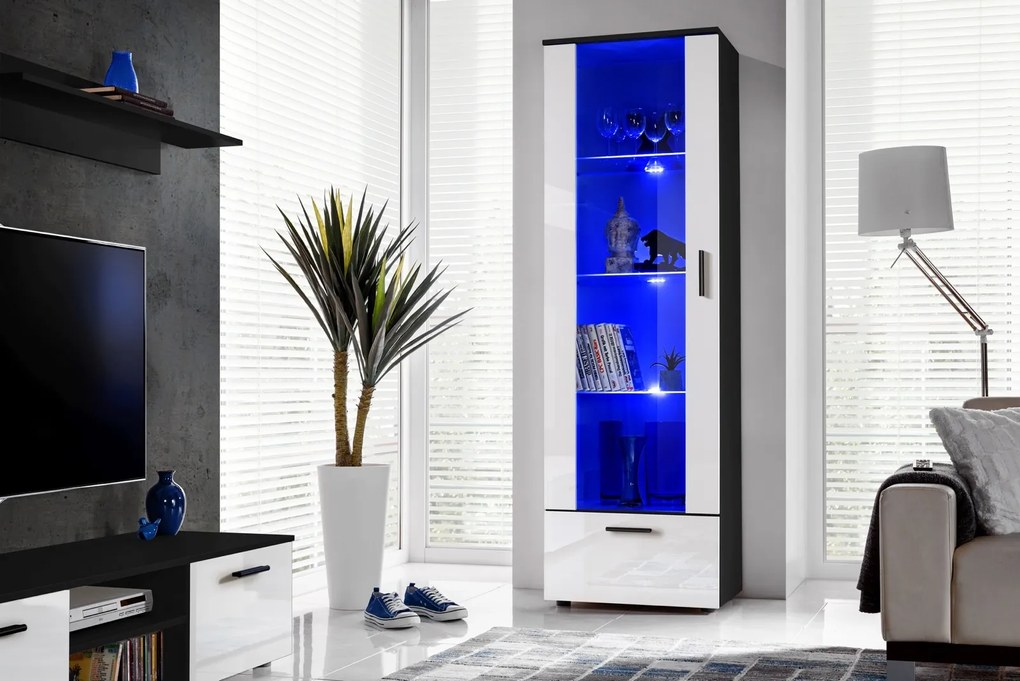 Stojąca witryna pokojowa T40 fronty w wysokim połysku