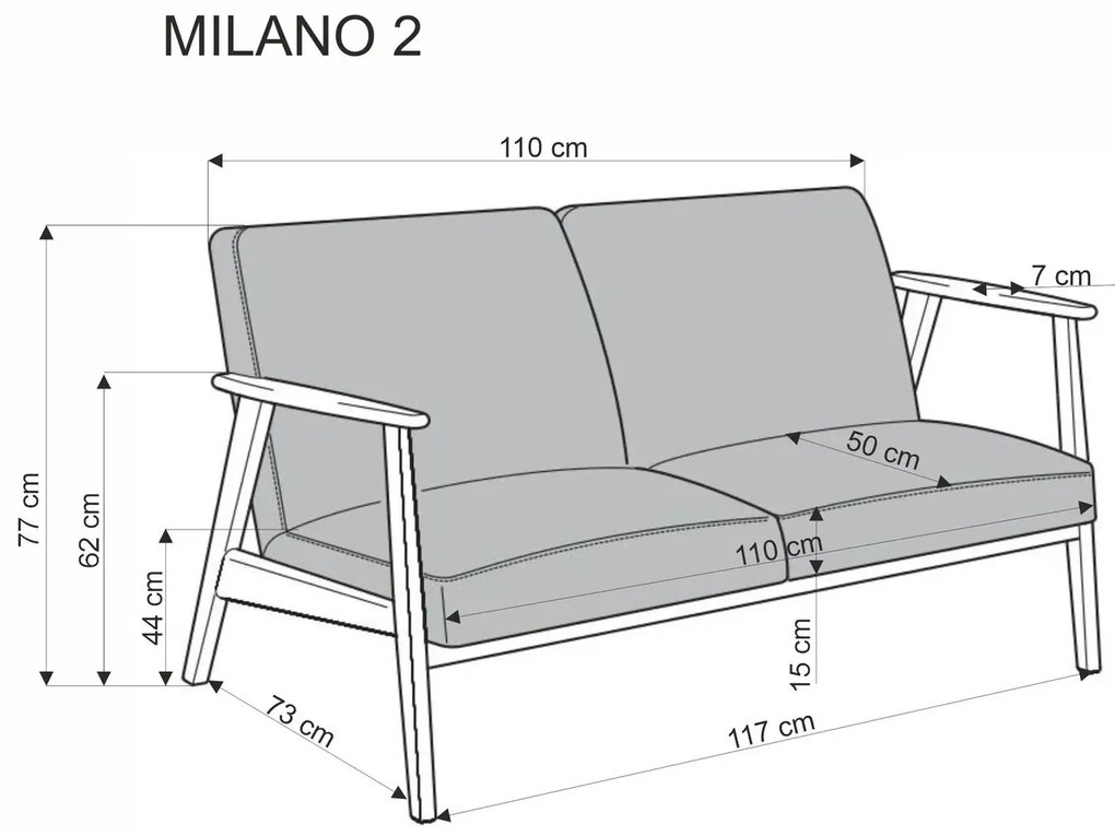 Sofa MILANO 2S beżowa/orzech dwuosobowa HALMAR