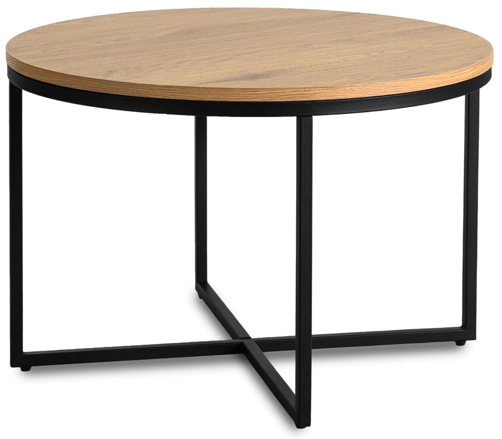 Stolik Kawowy HANTEL 70 cm Dąb Złoty/Czarny Loft