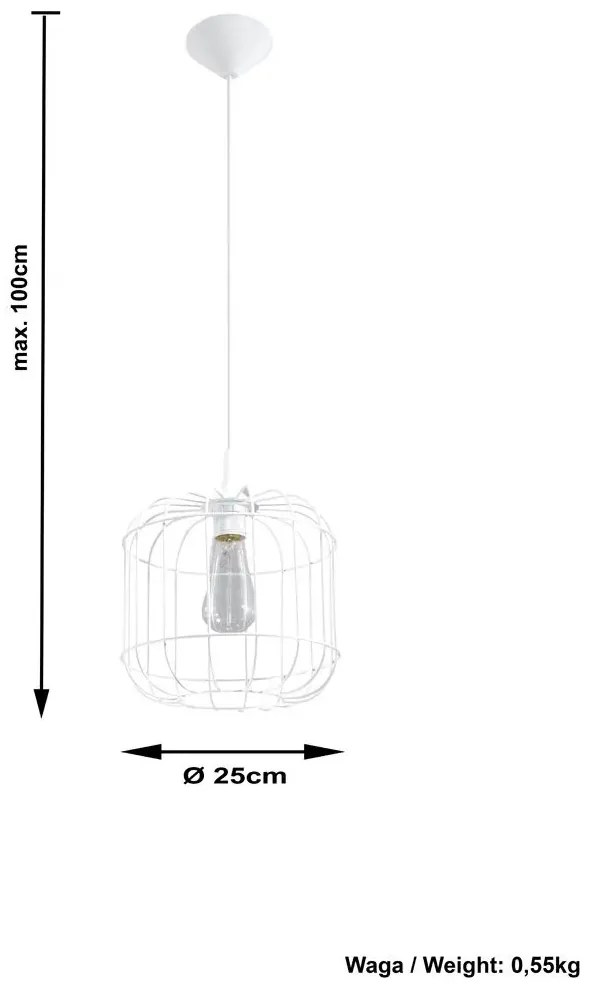 Lampa wisząca loft E842-Celto - biały