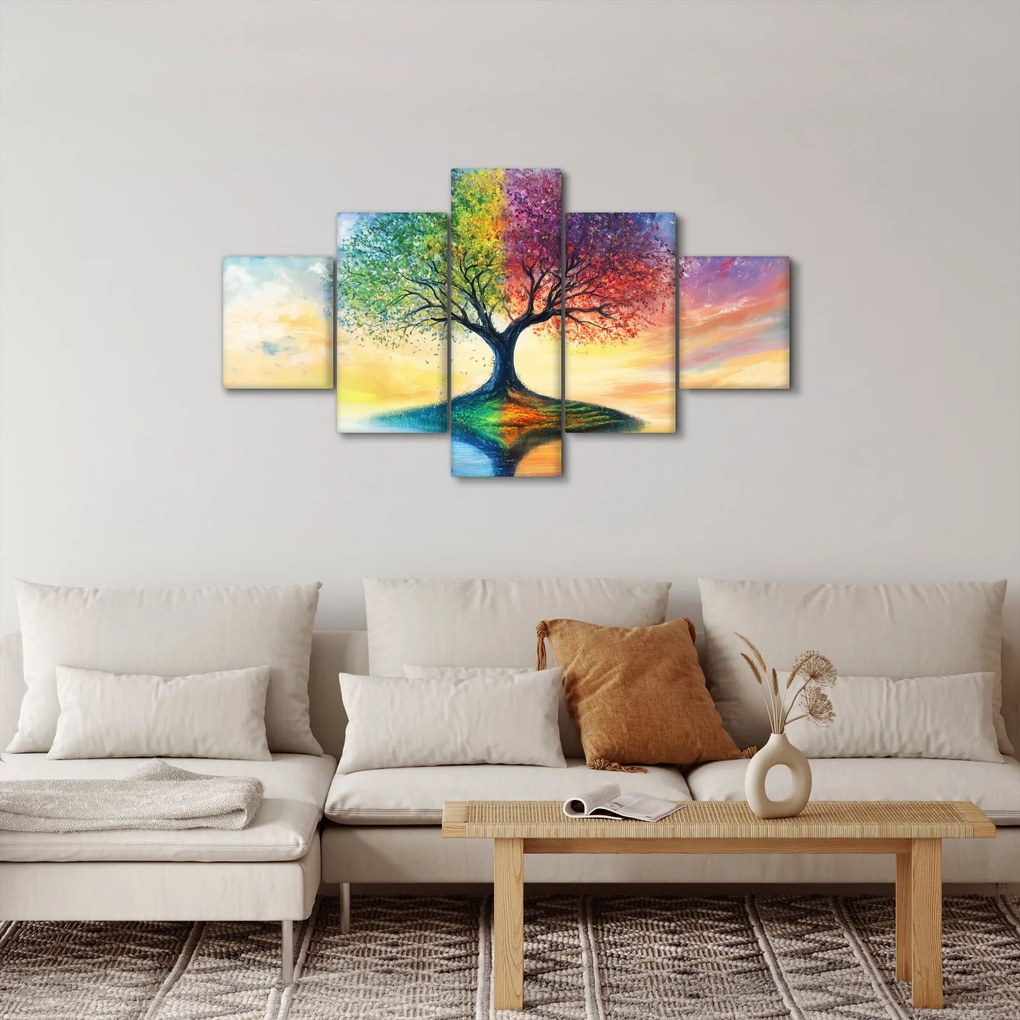 Obraz – Malowane drzewo czterech pór roku (125x70 cm)