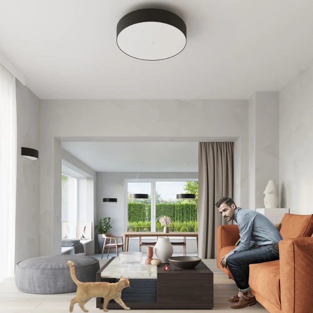 Czarna lampa wisząca z tekstylnym kloszem ø 50 cm Herra – Nice Lamps