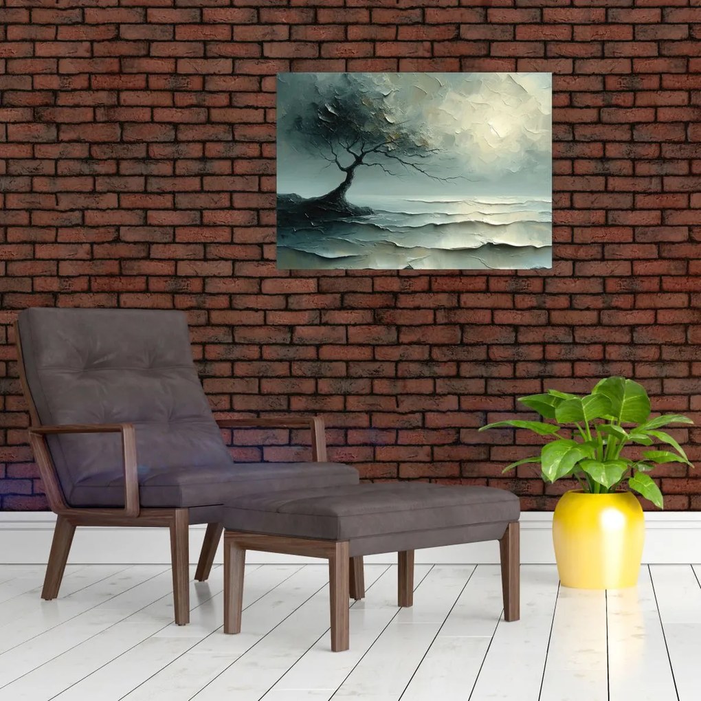 Obraz - Obraz olejny przedstawiający drzewo z oceanem (70x50 cm)