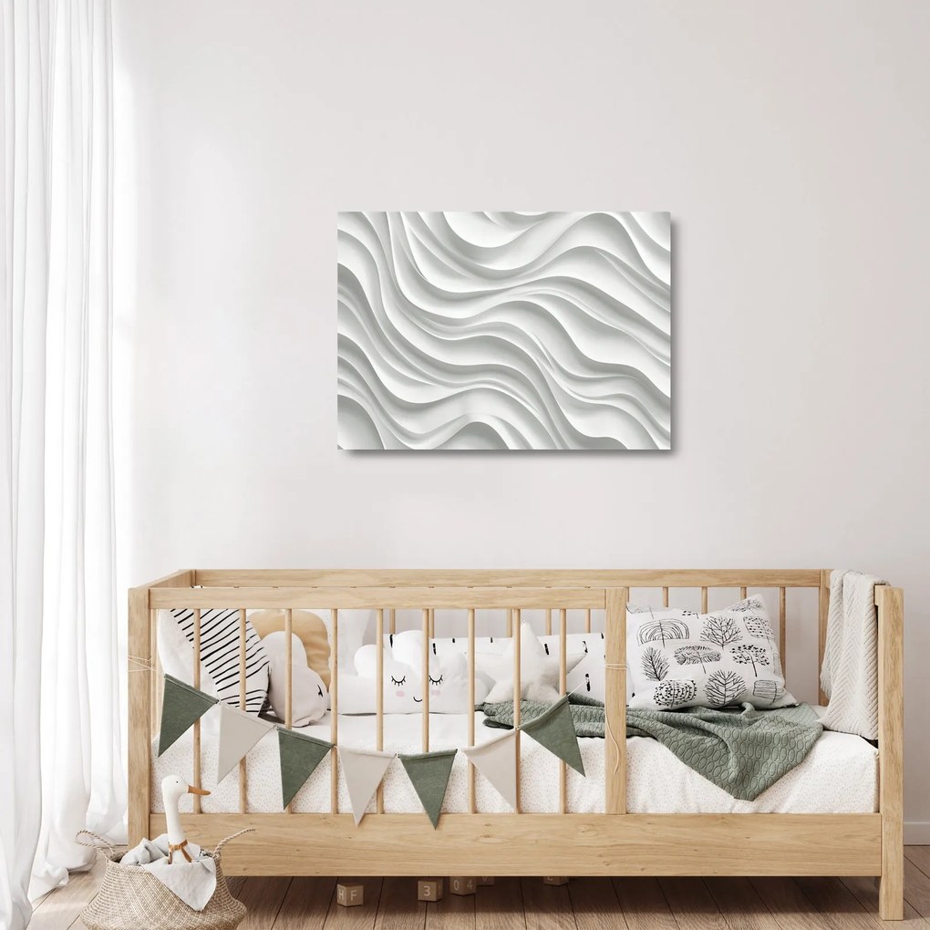 Obraz na szkle - 3D białe fale (70x50 cm)