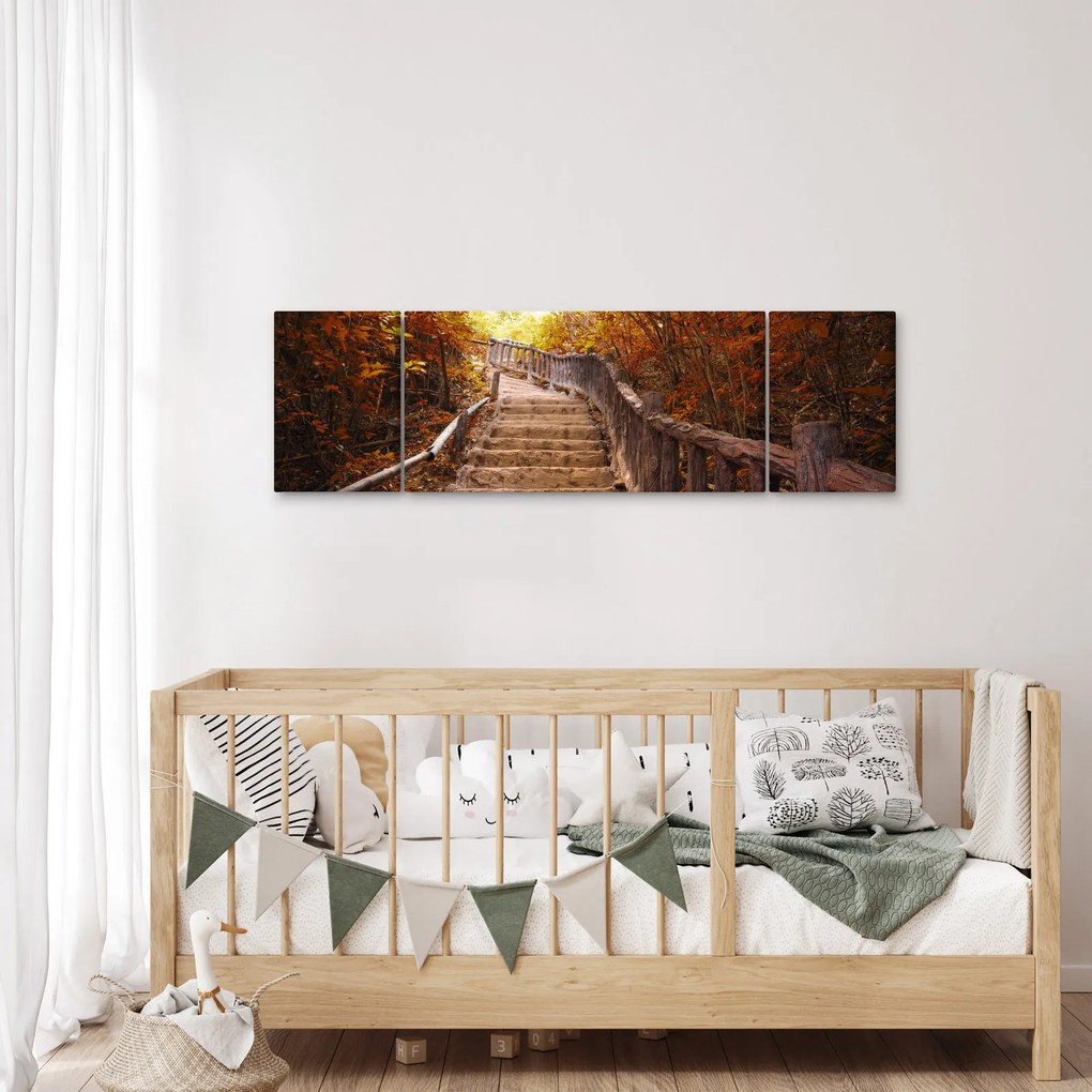 Obraz - Schody w naturze jesienią (170x50 cm)