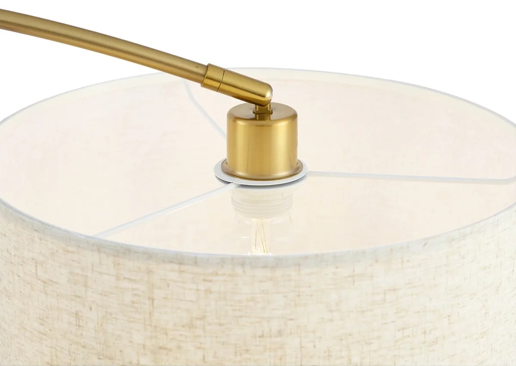 Nowoczesna lampa łukowa mosiężna z beżowym abażurem - Vinossa