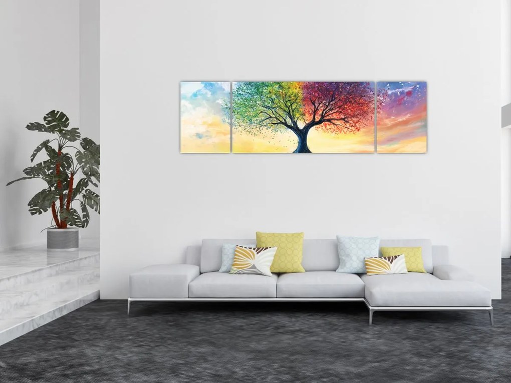 Obraz – Malowane drzewo czterech pór roku (170x50 cm)