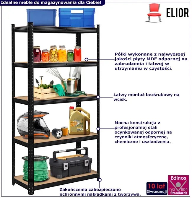 Czarny metalowy regał do piwnicy P4-K30