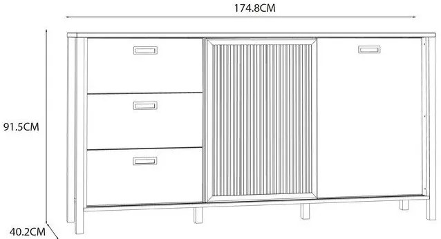 Komoda drewniana z lamelami T8-R78
