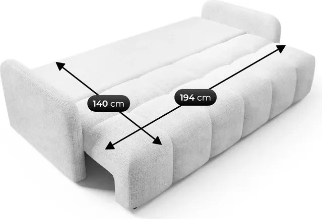 Sofa ZEN Rozkładana Dwuosobowa Szara Szenil Japandi