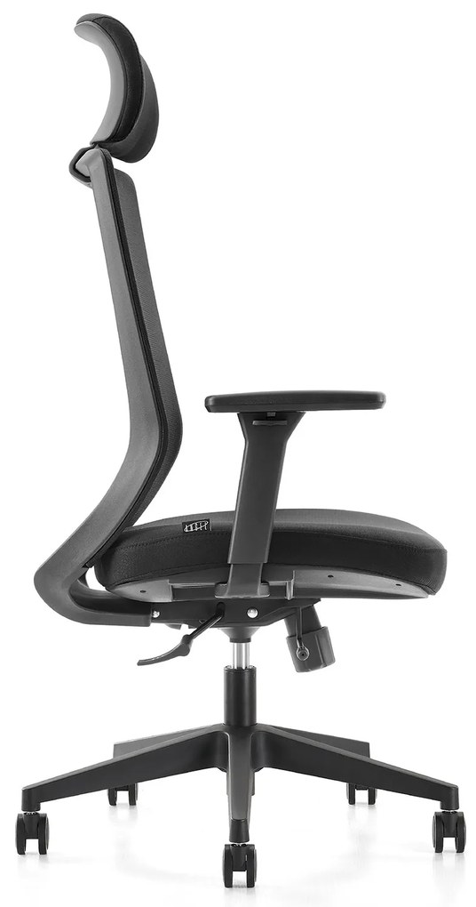 Czarne krzesło biurowe Perun, ergonomiczne, zgodne z normą BHP