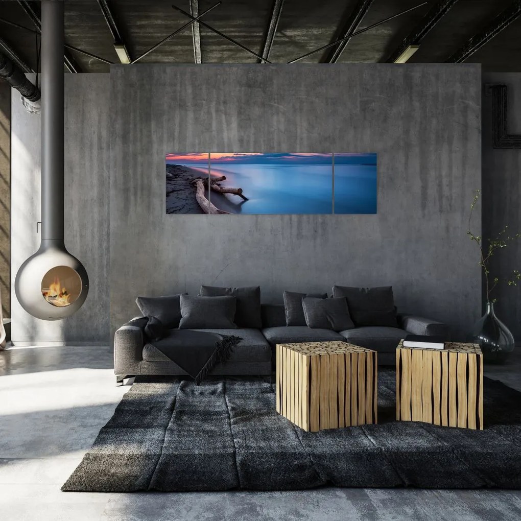 Obraz plaży o zachodzie słońca (170x50 cm)