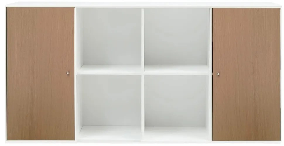 Biała komoda ścienna w dekorze dębu Hammel Mistral Kubus, 136 x 69 cm