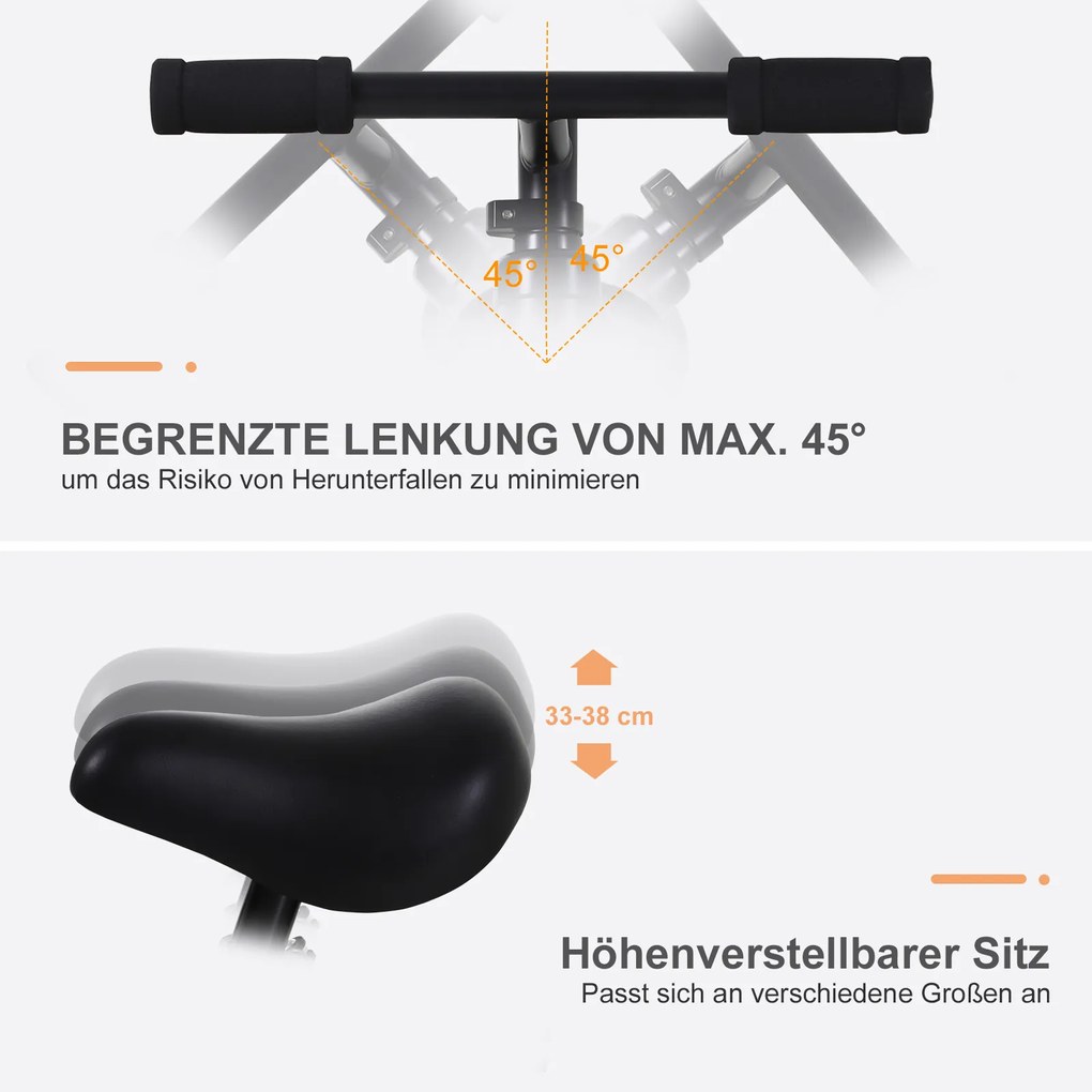 HOMCOM Rowerek Biegowy 2 w 1 Dla Dzieci Z Kółkami Podporowymi i Pedałami 2-5 Lat PP Czarny | Aosom PL