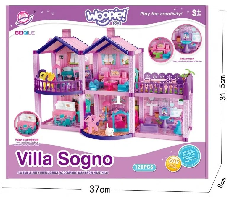 Woopie domek dla lalek kucyków pony fantasy villa 120 el.